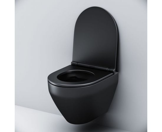 Подвесной унитаз AM.PM Spirit V2.0 FlashClean с сиденьем микролифт, черный матовый C701700MBSC – изображение 6