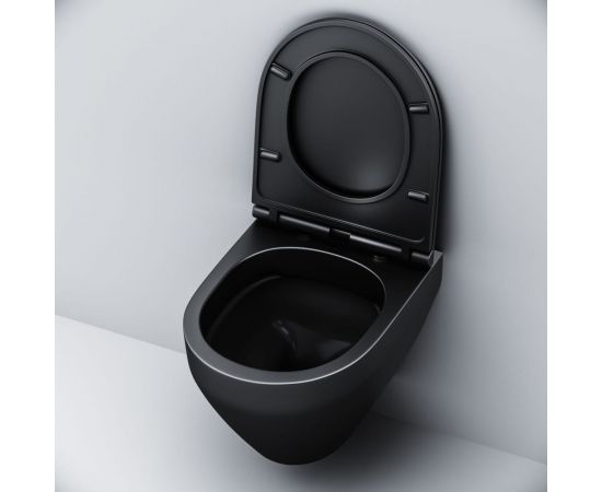 Подвесной унитаз AM.PM Spirit V2.0 FlashClean с сиденьем микролифт, черный матовый C701700MBSC – изображение 7