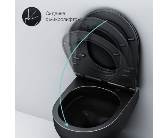 Подвесной унитаз AM.PM Spirit V2.0 FlashClean с сиденьем микролифт, черный матовый C701700MBSC – изображение 8