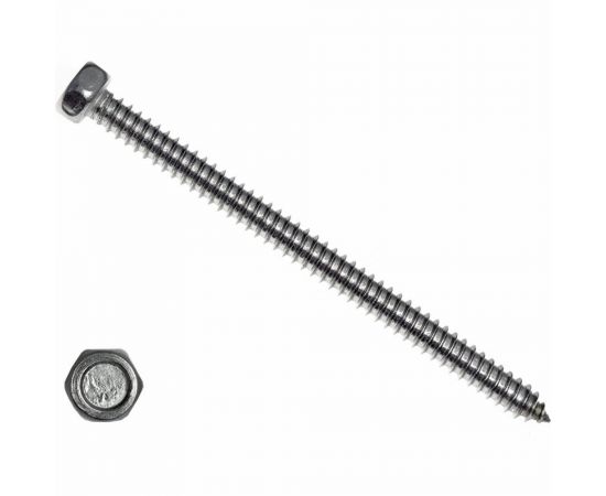 Саморез с шестигранной головой КРЕП-КОМП DIN 7976, неравейка А2, 6,3х80, 200 шт. шшн6380 