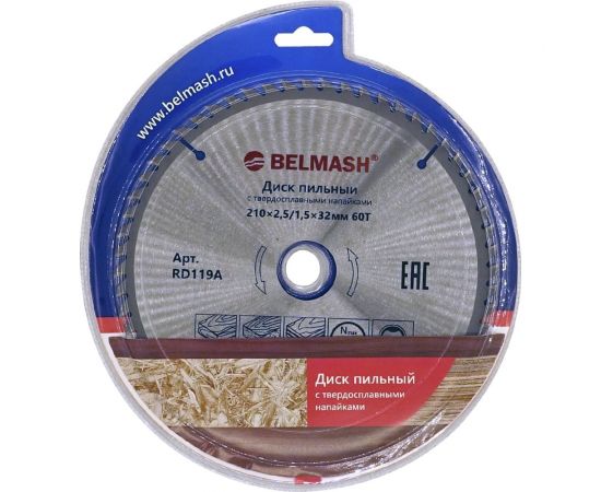 Диск пильный (210x2.5/1.5x32/30 мм; 60T) Белмаш RD119A 
