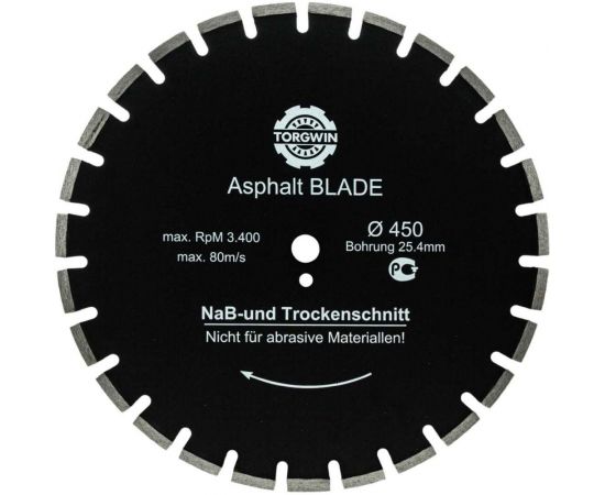Алмазный диск сегментированный по асфальту 450х10х25.4 мм TORGWIN T875154 