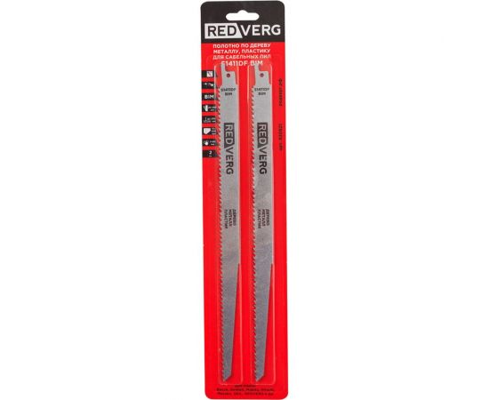 Полотно для сабельной пилы S1411DF BIM, по дереву, металлу, пластику, 300 мм, 2 шт (820821) REDVERG 6679191 