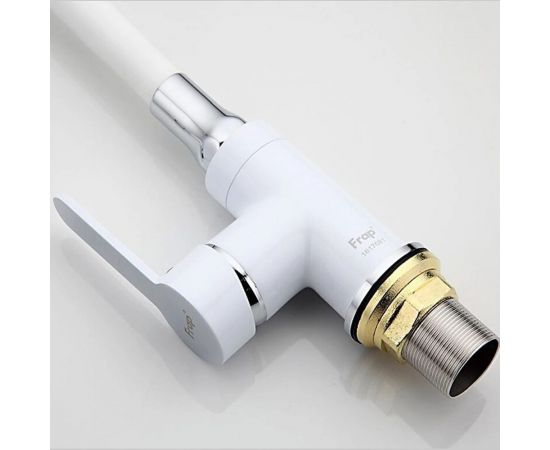 Смеситель для кухни FRAP 35к F4041 гибкий излив, гайка, боковая, белый 537591 – изображение 2