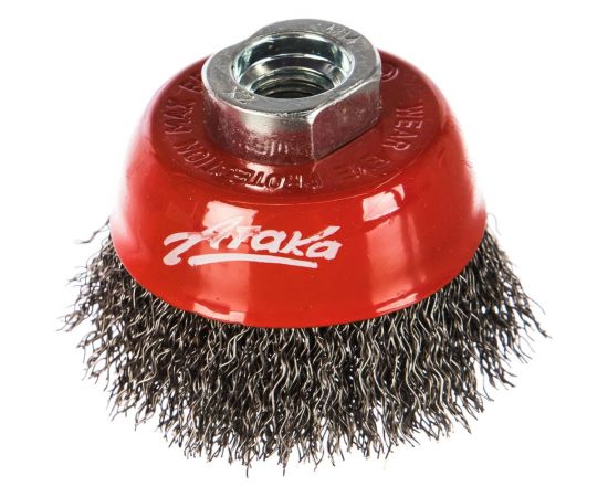 Щётка чашеобразная, гофрированная стальная проволока №130 (60 мм; М14) для УШМ Атака 26584 – изображение 2