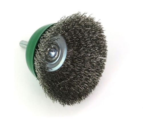 Щетка чашечная для дрели 75 мм, хв-к 6 мм, проволока гофр. нерж. сталь 0.30 мм SIT 2526 – изображение 2