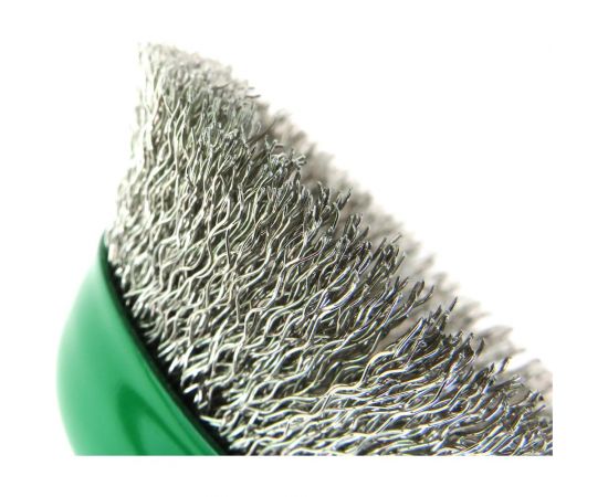 Щетка чашечная для дрели 75 мм, хв-к 6 мм, проволока гофр. нерж. сталь 0.30 мм SIT 2526 – изображение 3