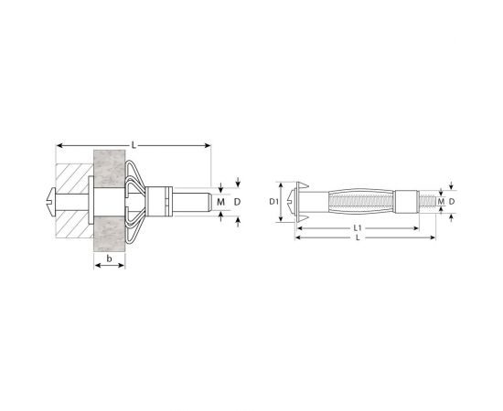 Анкер для пустотелых материалов Зубр МОЛЛИ, 11 мм x M5 x 37 мм, 100 шт, оцинкованный 302472-05-037 – изображение 3