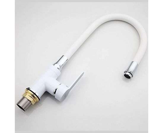 Смеситель для кухни FRAP 35к F4041 гибкий излив, гайка, боковая, белый 537591 – изображение 4