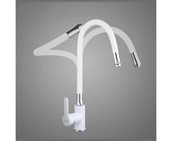 Смеситель для кухни FRAP 35к F4041 гибкий излив, гайка, боковая, белый 537591 – изображение 6