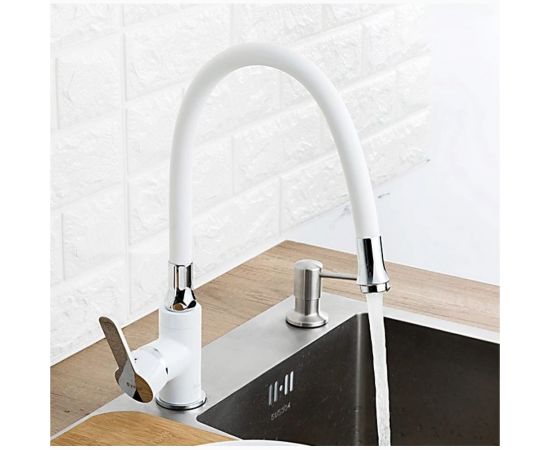 Смеситель для кухни FRAP 35к F4041 гибкий излив, гайка, боковая, белый 537591 – изображение 7