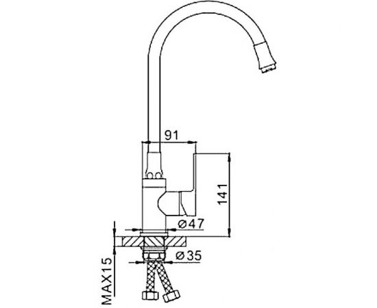 Смеситель для кухни FRAP 35к F4041 гибкий излив, гайка, боковая, белый 537591 – изображение 8