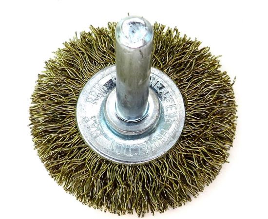 Щетка дисковая для дрели 40x6 мм, хв-к 6 мм, проволока гофр. латунир-я сталь 0.30 мм SIT 0886 