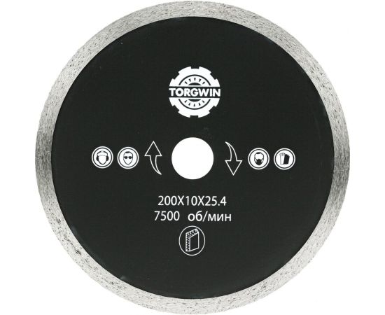 Диск алмазный сплошной для керамогранита TGS 200х1.7/2.2х10х25.4 мм TORGWIN S62011 