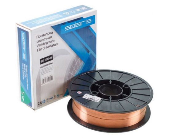 Проволока сварочная ER 70S-6 0.8 мм, омедненная, 5 кг SOLARIS WM-ER70S6-08050 