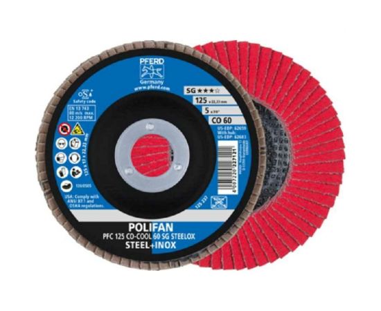 Круг шлифовальный лепестковый PFC 125 CO-COOL 60 SG STEELOX PFERD 67760625 