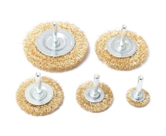 Набор кордщеток дисковых латунных (5 пр, 1/4"", 25-75 мм) для дрели Rockforce RF-BWS501 