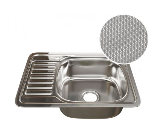 Врезная мойка mixline 50х65х18 см, 0.8, правый выпуск 3 1/2, с сифоном, декор 532311 