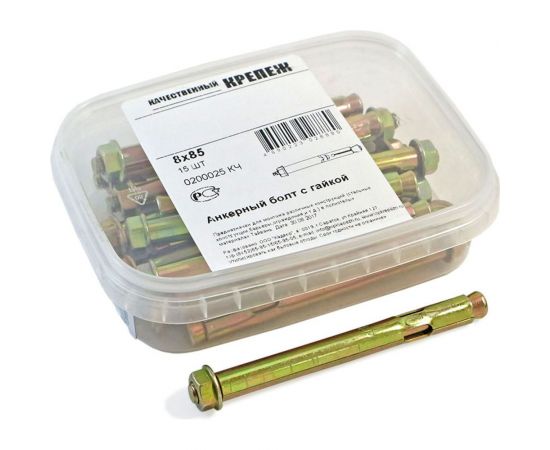 Анкерный болт с гайкой Качественный КРЕПЕЖ 8х85 15 шт 0200025 КЧ 