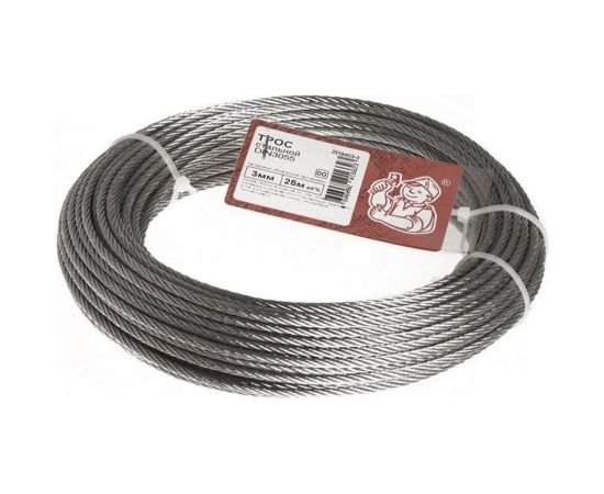 Стальной трос Стройбат DIN 3055 3мм 25м 254550 