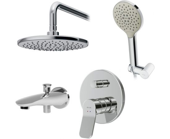Набор: смеситель для ванны/душа AM.PM, X-Joy верхний душ, с держателем, душевой набор, излив FB85A10020 