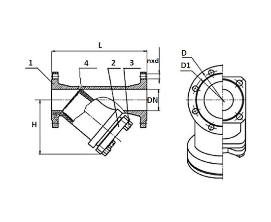 Сетчатый фильтр Ci (осадочный) чугунный Китай Ду50 Ру16 D260-00226 – изображение 2