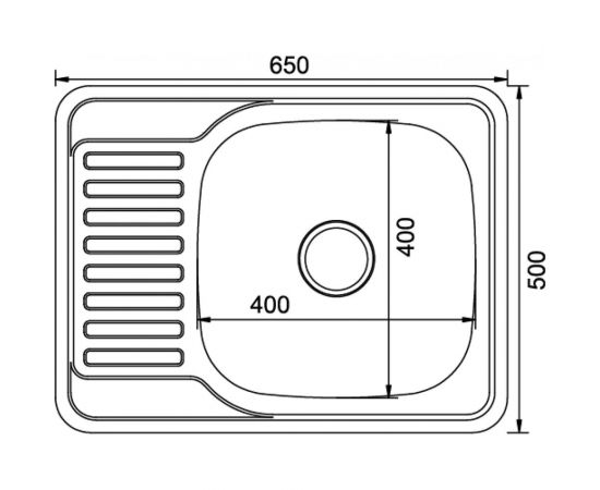 Врезная мойка mixline 50х65х18 см, 0.8, правый выпуск 3 1/2, с сифоном, декор 532311 – изображение 2