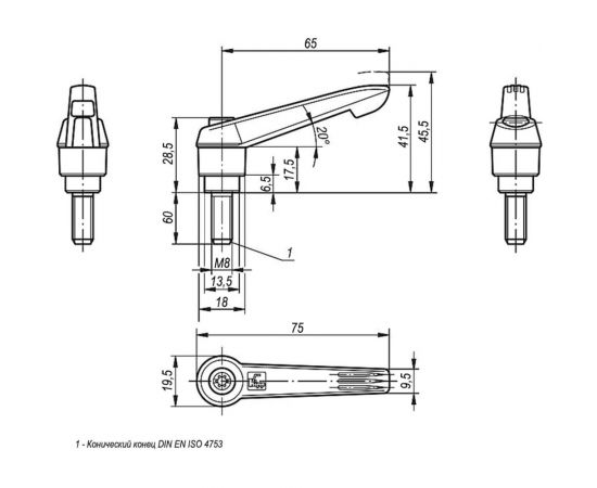 Зажимной рычаг KIPP K0270.2081X60 – изображение 2