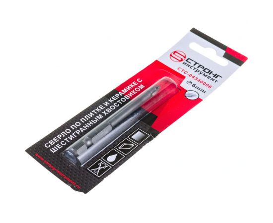 Сверло по стеклу квадро победитовое (1 шт; 6 мм) Strong СTC-04340006 – изображение 3