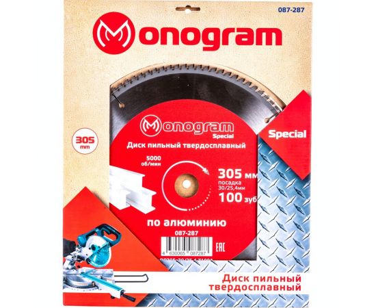 Диск пильный твердосплавный Special (305х30/25.4 мм; 100 зубов) MONOGRAM 087-287 – изображение 4
