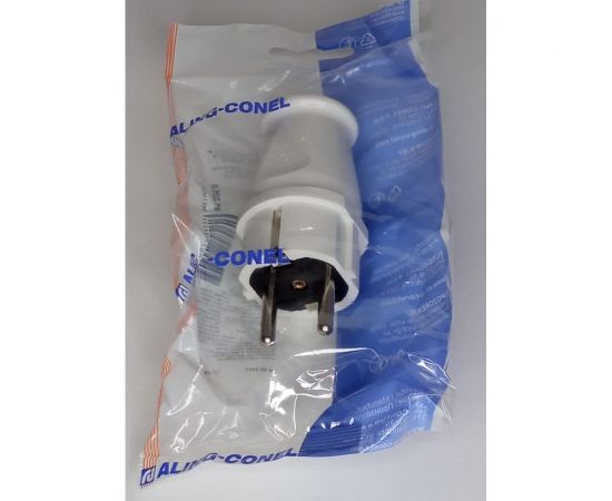 Массивная вилка Aling-conel MEDIUM с заземляющим контактом 16A 250В, белый 305.0 137004 