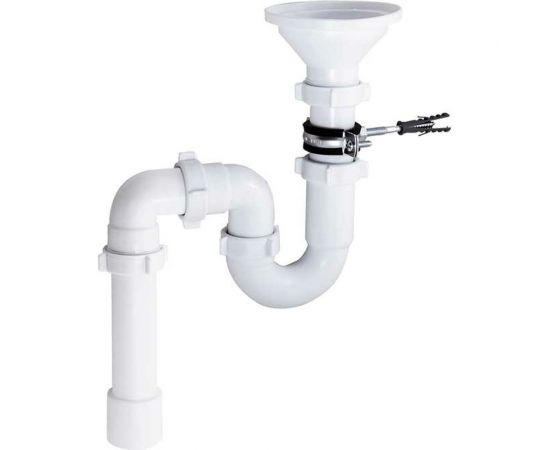 Прямоточный сифон ORIO с разрывом потока струи 1 1/2x40мм с круглой приемной воронкой D-113мм,крепежным комплектом и переходной трубой 40x40/50мм RS-41078 