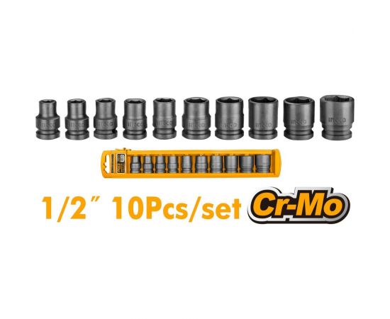 Набор торцевых ударных головок INDUSTRIAL (10 шт; 10-24 мм; 1/2) INGCO HKISSD12101 