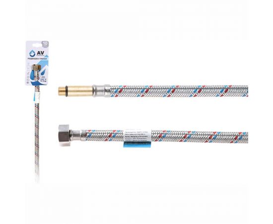 Гибкая подводка для воды AV Engineering штуцер М10 длинный - гайка 1/2" 40 см AVE20240 