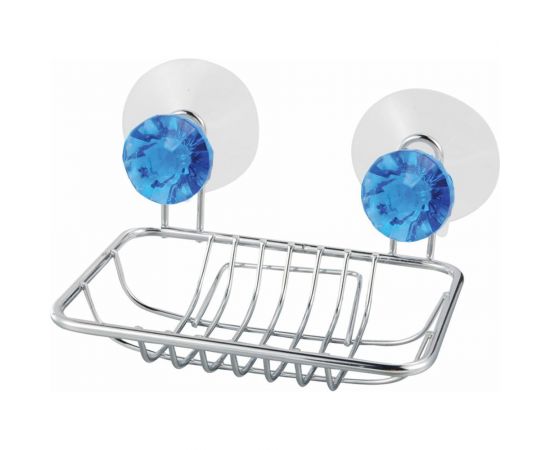 Подвесная мыльница Рыжий кот Бриллиант прямоугольная, синий, на 2 присосках W2791 311456 