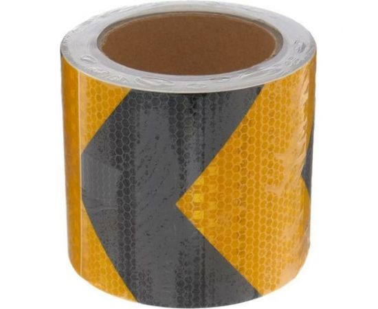 Светоотражающая самоклеящаяся лента СИМАЛЕНД черно-желтая, 10 см х 10 м 5155992 