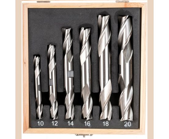 Набор фрез концевых 2-х сторонних по металлу из 6 шт, 10,12,14,16,18,20 мм, Z=3, Р18 CNIC 53667 