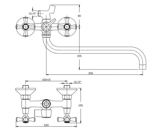 Универсальный смеситель для ванны Orange Classic хром M71-221cr – изображение 2
