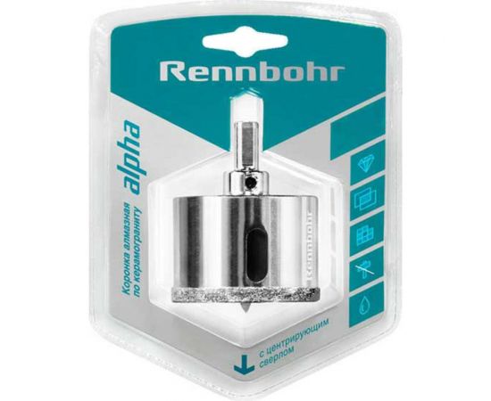 Коронка алмазная с центрирующим сверлом по керамограниту и керамике 100 мм RENNBOHR 676200 – изображение 2