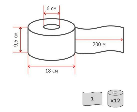 Туалетная бумага для диспенсера ООО Комус Бумага 1 слой, серый, 200 м, 12 рулонов в упаковке 200N1 1023405 – изображение 2