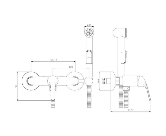 Смеситель с гигиеническим душем Rossinka Y25-52 – изображение 2
