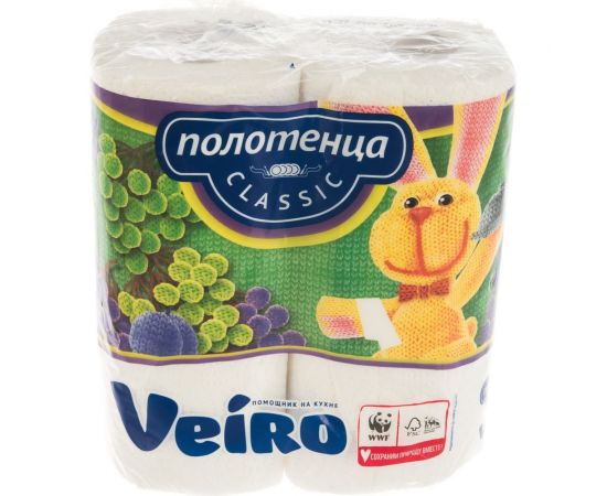 Полотенца бумажные бытовые VEIRO спайка 2 шт, 2-х слойные, белые 5п22 123212 – изображение 2