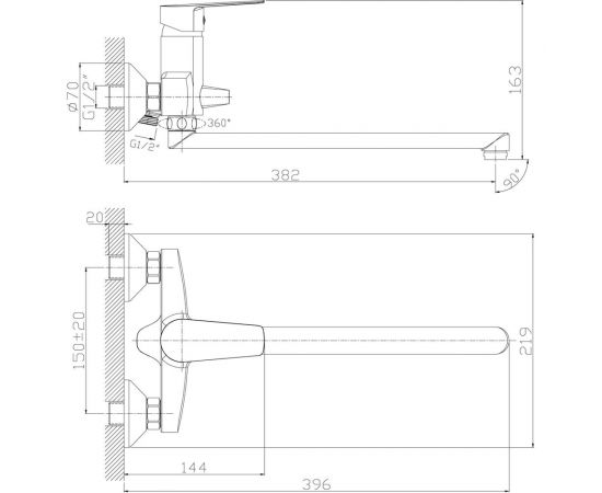 Смеситель для ванны Rossinka S35-33 универсальный – изображение 2
