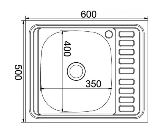 Мойка mixline 50х60х16 см, 0.6, левый выпуск 3 1/2, с сифоном 538192 – изображение 2
