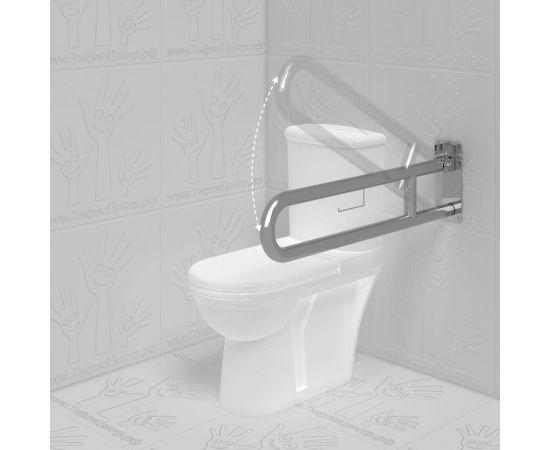 Опорный поручень для санузла PALITRA TECHNOLOGY откидной, с фиксатором, с бумагодержателем 80019-1-N – изображение 2