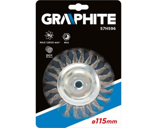 Щетка проволочная дисковая INOX 115 мм, M14 GRAPHITE 57H596 – изображение 2