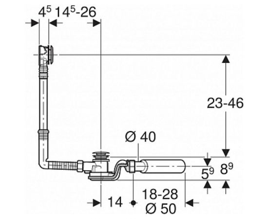 Слив-перелив для ванны с системой нажатия Geberit 150.758.21.1 PushControl, d52 00066611 – изображение 2