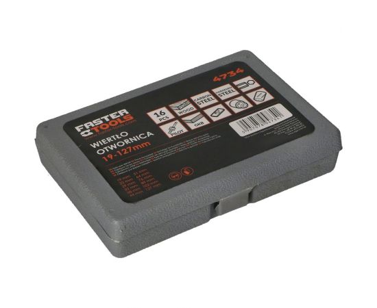 Коронки пильные по дереву 16 предметов, 19-127 мм FASTER TOOLS 4734 – изображение 3