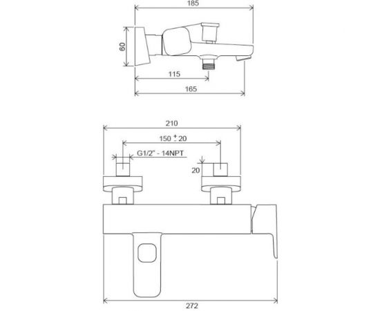 Смеситель для ванны Ravak TD F 022.00/150 мм X070131 – изображение 4
