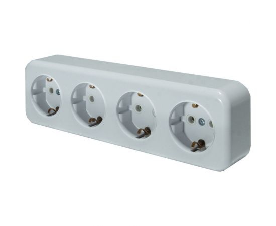 4-местная розетка SVET RA 16-445-Белый открытой установки с заземлением EV0311-0021 